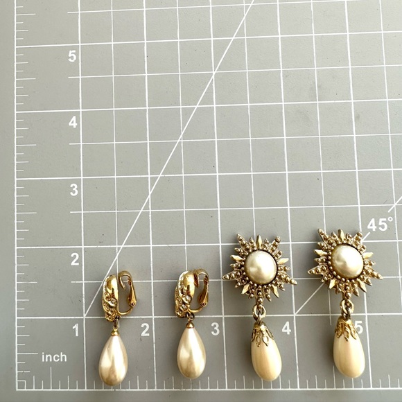 Vintage Pearl Drop Earrings lot - Picture 3 of 8